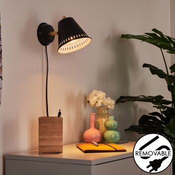 Iasoa Wall Light brass, black, 1-light source