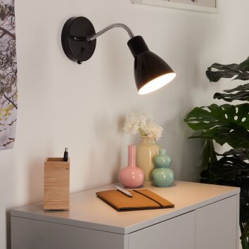 Naouli Wall Light chrome, black, 1-light source