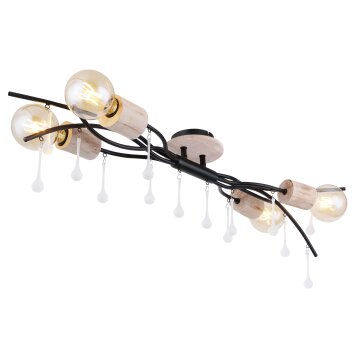 Globo NOLE Ceiling Light Light wood, black, 4-light sources