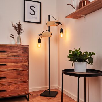 Hautahi Floor Lamp grey, Light wood, 2-light sources