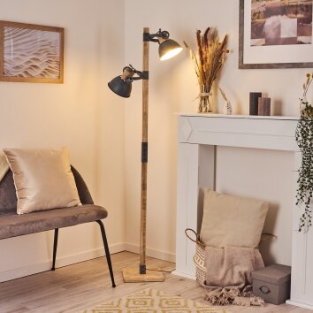 Orny Floor Lamp grey, Light wood, 2-light sources
