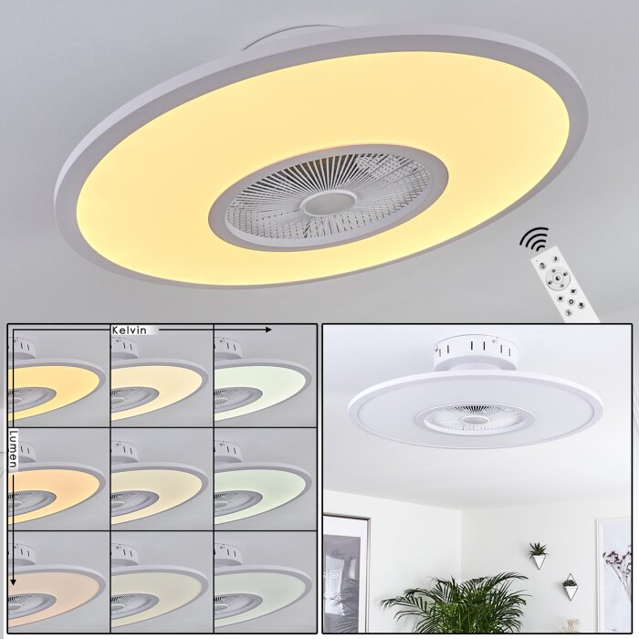 Marmorta ceiling fan LED white, 1-light source, Remote control