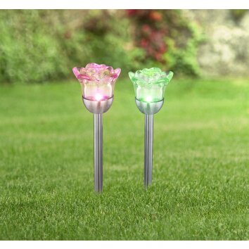 Globo MIYUGO Set of 2 solar lights LED stainless steel, 1-light source, Colour changer