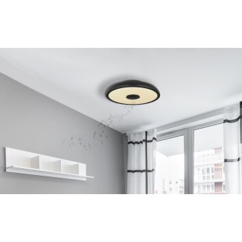 Globo RAFFY Ceiling Light LED black, white, 1-light source, Remote control, Colour changer