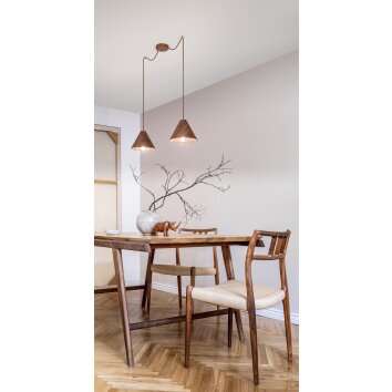 Fabas Luce Esino Pendant Light Dark wood, 2-light sources