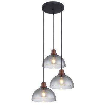 Globo SALSA Pendant Light Dark wood, black, 3-light sources