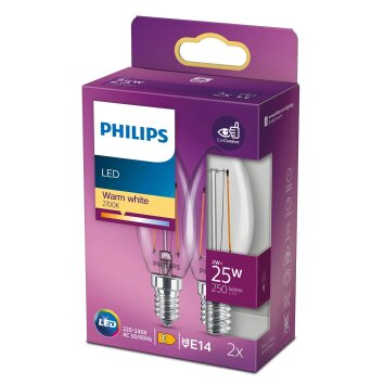 Philips 2x LED E14 2 Watt 2700 Kelvin 250 Lumen