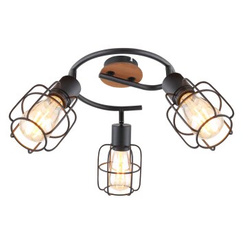 Globo WILLA Ceiling Light Dark wood, black, 3-light sources