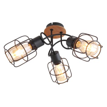 Globo WILLA Ceiling Light Dark wood, black, 3-light sources