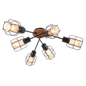 Globo WILLA Ceiling Light Dark wood, black, 6-light sources
