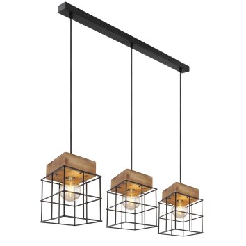 Globo MERRIL Pendant Light Light wood, black, 3-light sources