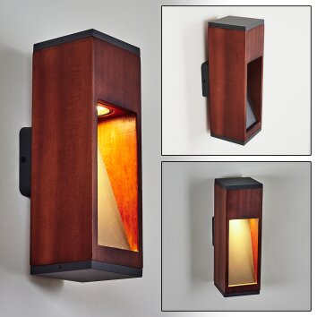 BYREMO Outdoor Wall Light Dark wood, black, 1-light source