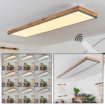 SALMI Ceiling Light LED Wood like finish, black, white, 1-light source, Remote control