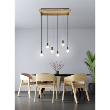 Eglo-Leuchten WOOTTON Pendant Light brown, black, 6-light sources