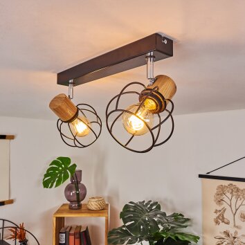 ORKANGER Ceiling Light chrome, Ecru, black, 2-light sources