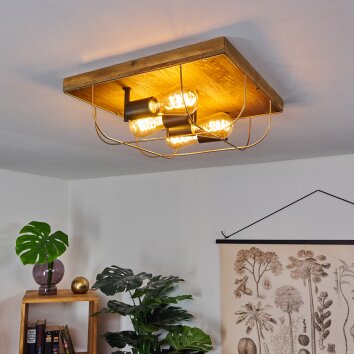 HODNE Ceiling Light Ecru, black, 4-light sources