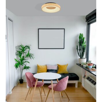 Globo JOLLI Ceiling Light LED Wood like finish, 1-light source, Remote control