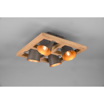 Trio-Leuchten BELL Ceiling Light dark brown, matt nickel, 4-light sources