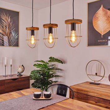 HODNE Pendant Light Ecru, black, 3-light sources