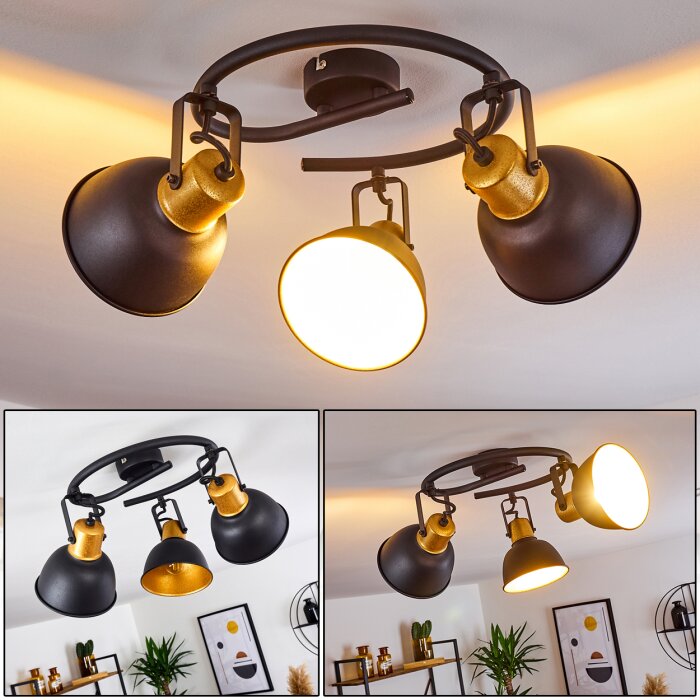 Ceiling Light Blackburn black, gold H3294598DO1 illumination.co.uk