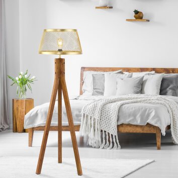 Leuchten-Direkt FREDERIK Floor Lamp Dark wood, 1-light source