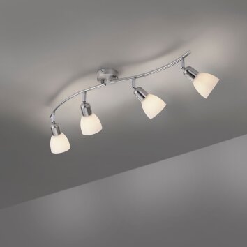 Leuchten-Direkt KARO Ceiling Light brushed steel, 4-light sources