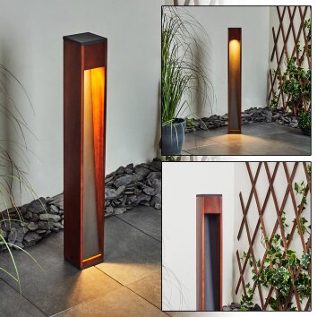 BYREMO path light Dark wood, black, 1-light source