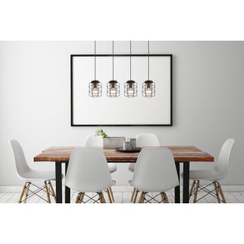 Globo WILLA Pendant Light Dark wood, black, 4-light sources