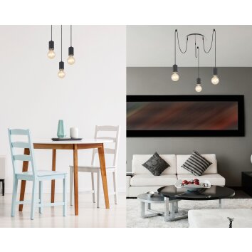 Globo JOSEBA Pendant Light matt nickel, black, 3-light sources