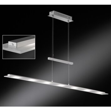 Honsel Largo pendant light LED chrome, matt nickel, 7-light sources
