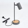 JAVEL Table lamp grey, Wood like finish, black, 1-light source