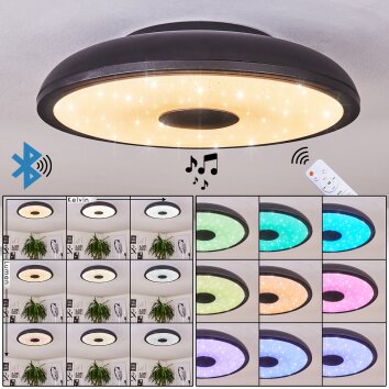 VULLY Ceiling Light LED black, 1-light source, Remote control, Colour changer