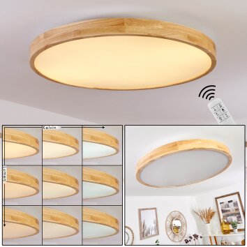 BAGAHA Ceiling Light LED brown, Wood like finish, 1-light source, Remote control