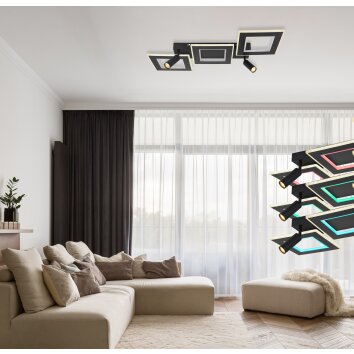 Globo MARIAN Ceiling Light LED black, 1-light source, Remote control, Colour changer