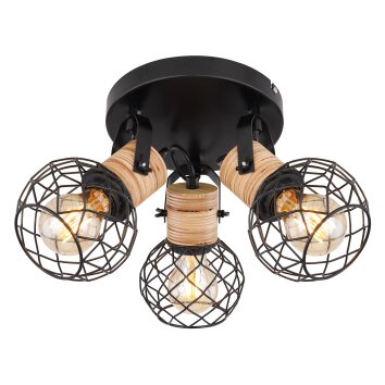 Globo LACKY Ceiling Light Light wood, black, 3-light sources