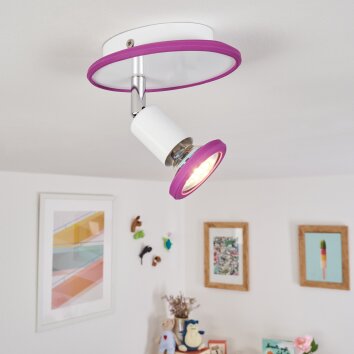 CABRI Ceiling Light LED chrome, purple, white, 1-light source