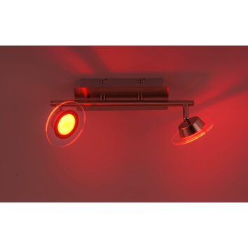 Leuchten Direkt LOLA-MIKE Ceiling Light LED stainless steel, 2-light sources, Remote control, Colour changer