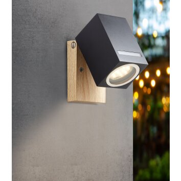 Brilliant GALENI Outdoor Wall Light Wood like finish, 1-light source