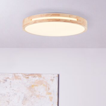 Brilliant WOODBURY Ceiling Light LED Light wood, white, 1-light source
