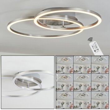 OVASTA Ceiling Light LED matt nickel, 1-light source, Remote control
