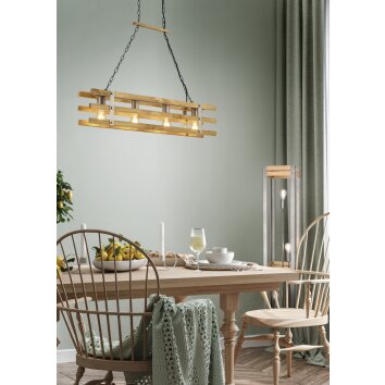 Mallard Pendant Light Light wood, silver, 4-light sources
