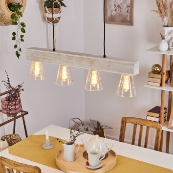 TAPSO Pendant Light Light wood, white, 4-light sources