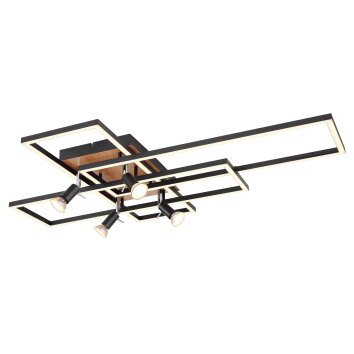 Globo IDA Ceiling Light LED Wood like finish, black, 5-light sources