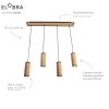 Elobra BOLIVIA Pendant Light Ecru, black, 4-light sources
