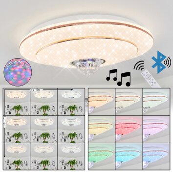 LINDERO Ceiling Light LED white, 2-light sources, Remote control, Colour changer