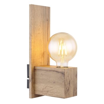 Globo ERNA Wall Light Light wood, black, 1-light source