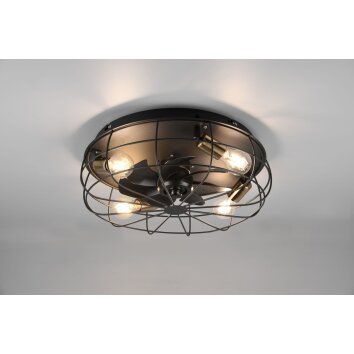 Reality TRONDHEIM ceiling fan black, 4-light sources, Remote control