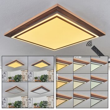 BLANDFORD Ceiling Light LED brown, Wood like finish, 2-light sources, Remote control