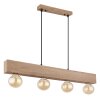 Globo ERNA Pendant Light Light wood, black, 4-light sources