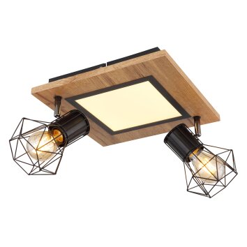 Globo PRISKA Ceiling Light Wood like finish, black, white, 3-light sources